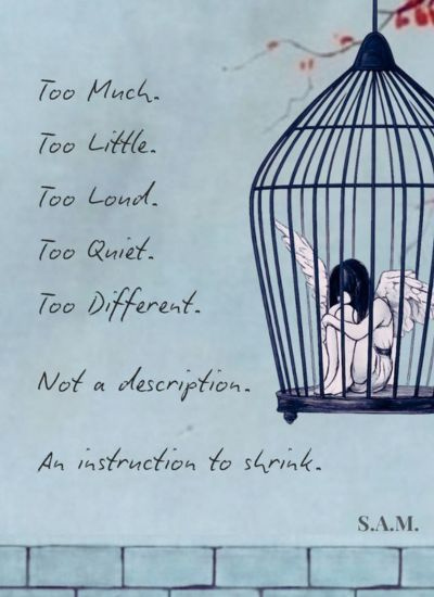 The front cover of the book 'Nobody’s Telling Sam' by S.A.M., resting on a textured dark wood surface, featuring a soft blue background with delicate red floral branches.